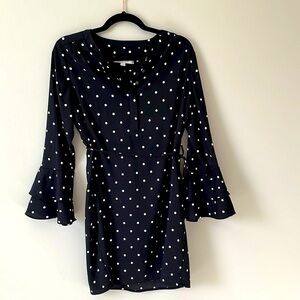 Ann Taylor LOFT black and white polka dot long sleeve dress